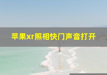 苹果xr照相快门声音打开