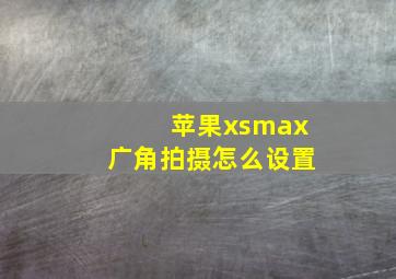 苹果xsmax广角拍摄怎么设置