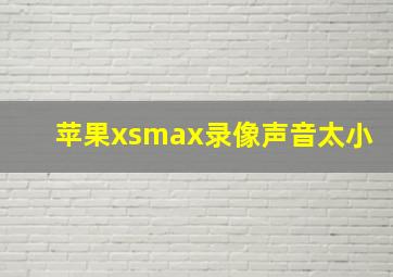 苹果xsmax录像声音太小