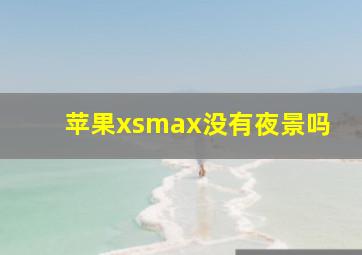 苹果xsmax没有夜景吗