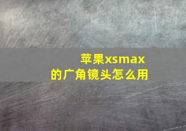 苹果xsmax的广角镜头怎么用