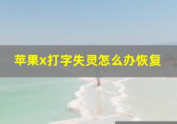 苹果x打字失灵怎么办恢复