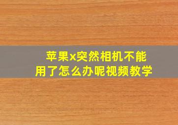 苹果x突然相机不能用了怎么办呢视频教学