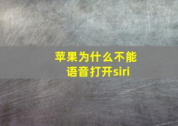 苹果为什么不能语音打开siri