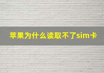 苹果为什么读取不了sim卡