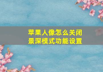 苹果人像怎么关闭景深模式功能设置