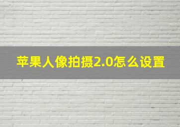 苹果人像拍摄2.0怎么设置