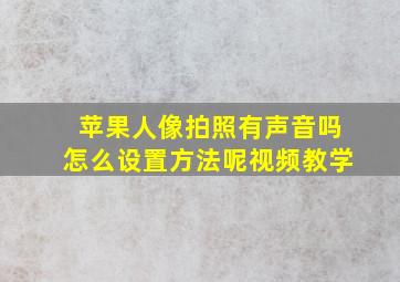 苹果人像拍照有声音吗怎么设置方法呢视频教学