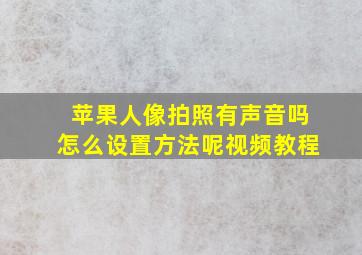 苹果人像拍照有声音吗怎么设置方法呢视频教程