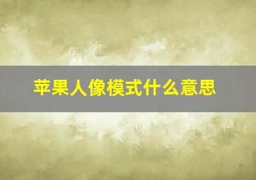 苹果人像模式什么意思