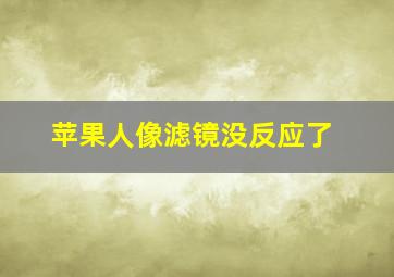 苹果人像滤镜没反应了