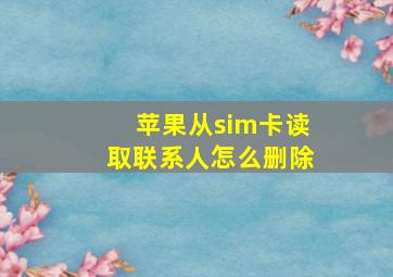 苹果从sim卡读取联系人怎么删除