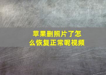 苹果删照片了怎么恢复正常呢视频