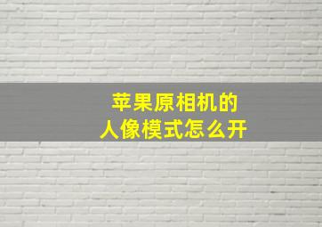 苹果原相机的人像模式怎么开