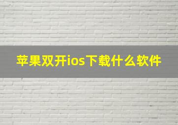 苹果双开ios下载什么软件