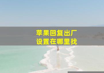 苹果回复出厂设置在哪里找