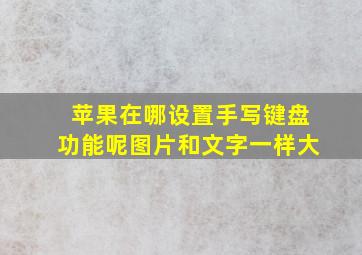 苹果在哪设置手写键盘功能呢图片和文字一样大