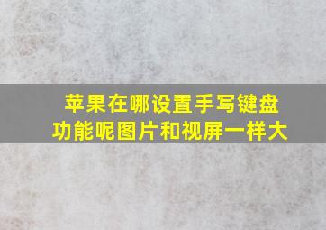 苹果在哪设置手写键盘功能呢图片和视屏一样大