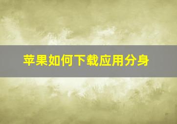 苹果如何下载应用分身