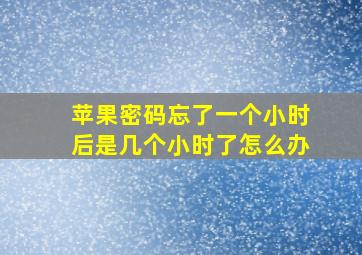 苹果密码忘了一个小时后是几个小时了怎么办