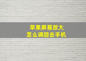 苹果屏幕放大怎么调回去手机