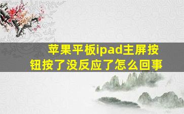 苹果平板ipad主屏按钮按了没反应了怎么回事