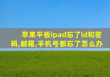 苹果平板ipad忘了id和密码,邮箱,手机号都忘了怎么办