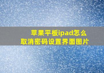 苹果平板ipad怎么取消密码设置界面图片