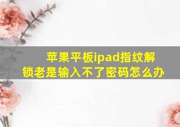 苹果平板ipad指纹解锁老是输入不了密码怎么办