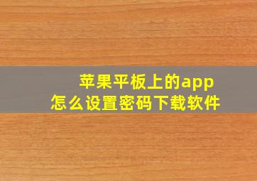 苹果平板上的app怎么设置密码下载软件