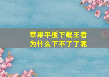 苹果平板下载王者为什么下不了了呢