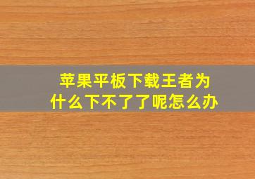 苹果平板下载王者为什么下不了了呢怎么办