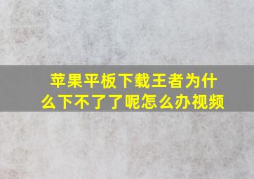 苹果平板下载王者为什么下不了了呢怎么办视频