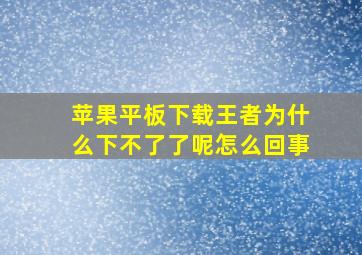 苹果平板下载王者为什么下不了了呢怎么回事