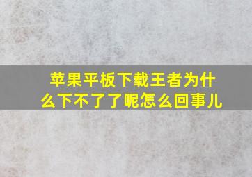 苹果平板下载王者为什么下不了了呢怎么回事儿