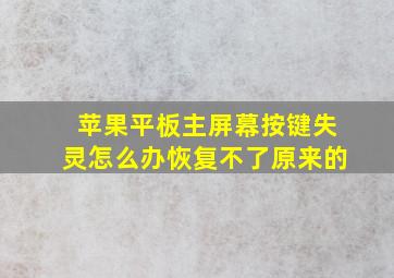 苹果平板主屏幕按键失灵怎么办恢复不了原来的