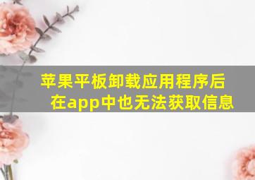 苹果平板卸载应用程序后在app中也无法获取信息