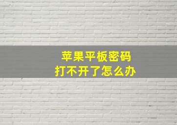 苹果平板密码打不开了怎么办