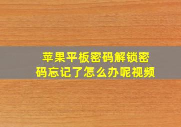 苹果平板密码解锁密码忘记了怎么办呢视频