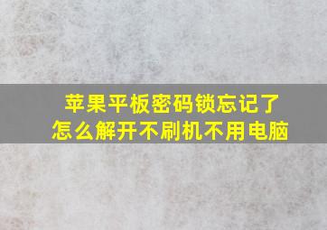 苹果平板密码锁忘记了怎么解开不刷机不用电脑