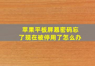 苹果平板屏幕密码忘了现在被停用了怎么办