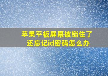 苹果平板屏幕被锁住了还忘记id密码怎么办