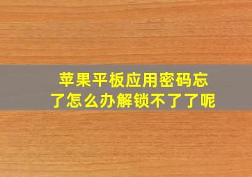 苹果平板应用密码忘了怎么办解锁不了了呢