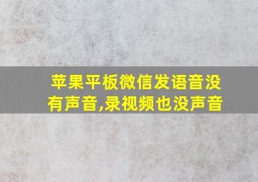 苹果平板微信发语音没有声音,录视频也没声音