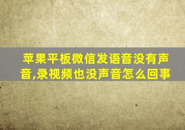 苹果平板微信发语音没有声音,录视频也没声音怎么回事