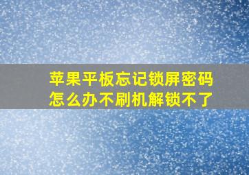 苹果平板忘记锁屏密码怎么办不刷机解锁不了