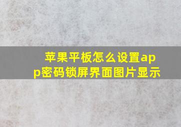 苹果平板怎么设置app密码锁屏界面图片显示