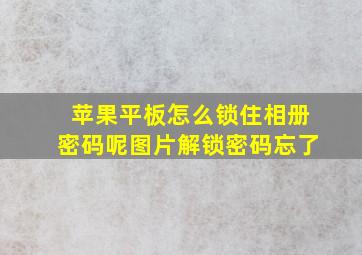 苹果平板怎么锁住相册密码呢图片解锁密码忘了