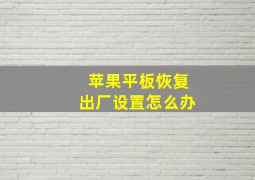 苹果平板恢复出厂设置怎么办