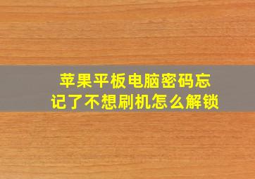 苹果平板电脑密码忘记了不想刷机怎么解锁